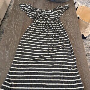 WORN ONCE Womens Stitch Fix Nine Britton dark grey striped maxi dress size XL